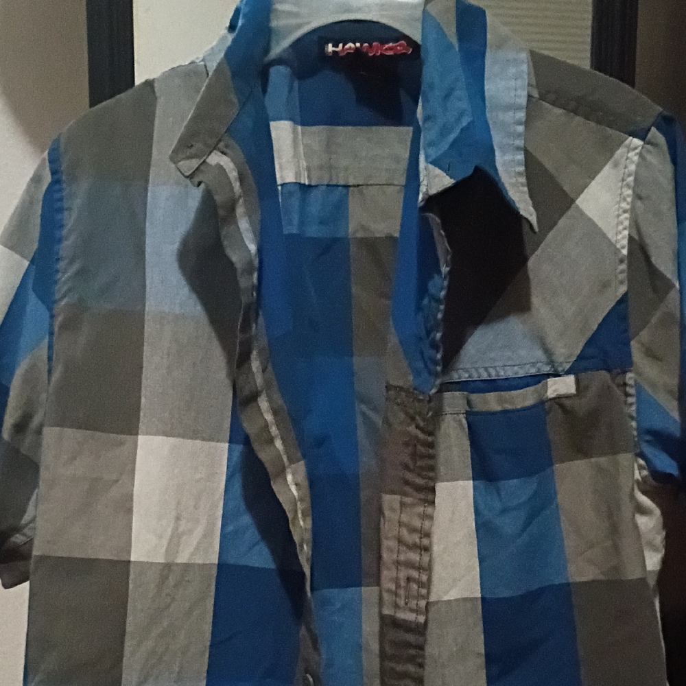 Hawks Men's Blue and Gray Plaid Shirt Jacket